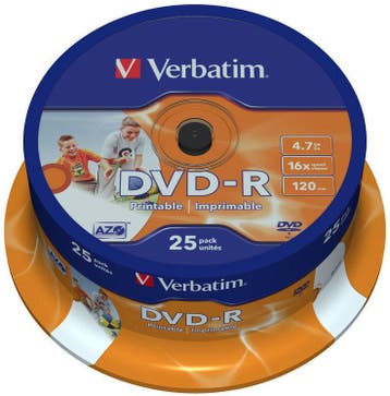 Verbatim | DVD-R | 4.7 GB | Inkjet Printable | 25 Stuks, Verzenden, Nieuw