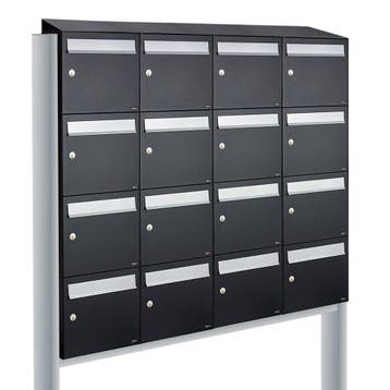 Brievenbusunit Flow set vrijstaand 4-breed, 4-hoog - zwart, Verzenden, Nieuw