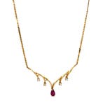 Gouden vintage collier met robijn en diamant 18 krt, Ophalen of Verzenden, Nieuw