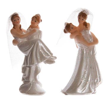 Taarttopper Bruidspaar Vrouwen Polystone 9,5cm, Verzenden, Nieuw
