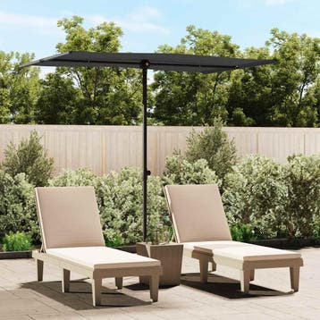 vidaXL Parasol met aluminium paal 2x1,5 m zwart, Verzenden, Nieuw, 2 tot 3 meter
