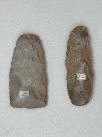 Paleolithisch Silex set van 2 bijl en mes (Zonder, Verzamelen, Mineralen en Fossielen