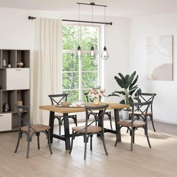 vidaXL Eettafel NOAIN A-vormige poten 160x90x75 cm massief, Verzenden, Nieuw