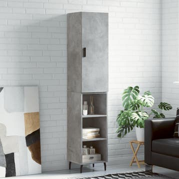 vidaXL buffetkast 34,5x34x180 cm bewerkt hout betongrijs, Minder dan 50 cm, Verzenden, Nieuw, Minder dan 100 cm