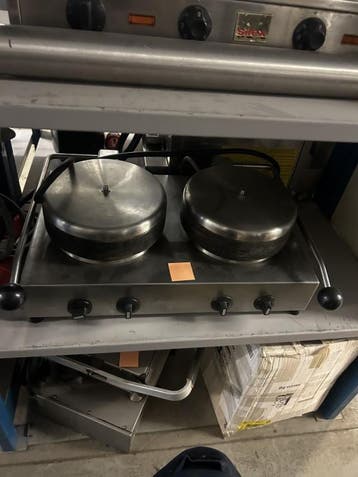 Occasion 2- pans pannenkoeken machine, Ophalen, Gebruikt