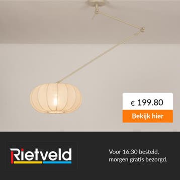 Rietveld-Hanglampen-Beige, Zand-Stof, Metaal, Verzenden, Nieuw