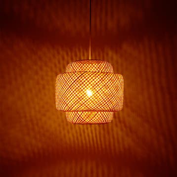 Hanglamp Lignea Lux van bamboe, in boho-stijl, 40W - bruin, Verzenden, Nieuw
