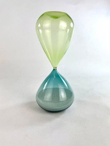 Zandloper - Muranoglas - 2026 - Incalmo Turkooisgroen, Antiek en Kunst, Antiek | Glas en Kristal