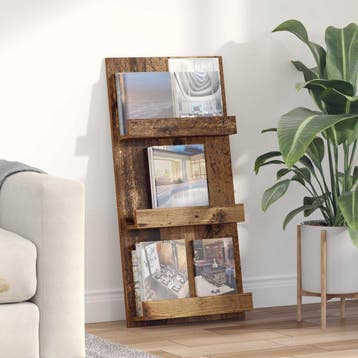 vidaXL Tijdschrift Rek met plank Oudhout 51 x 11 x 102 cm, Verzenden, Nieuw
