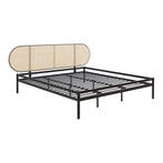 Metalen bed Linköping 180x200 cm zwart en rotan look [en.cas, Verzenden, Nieuw