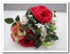 Mini boeketje Zijden Roos Fuchsiarood Hortensia per stuk, Ophalen of Verzenden, Nieuw