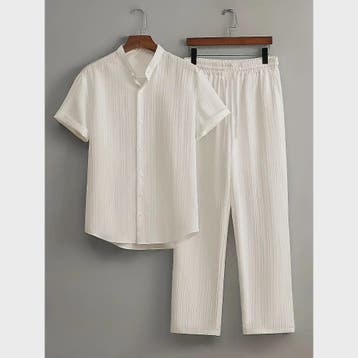 Zomerse Heren Tweedelige Set: Luchtig Linnen Look Shirt met, Verzenden, Nieuw