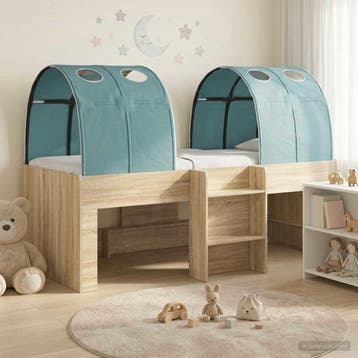 vidaXL Bed met Tunnel 3 st Sonoma eiken en lichtblauw, Verzenden, Nieuw, Bruin, Hout