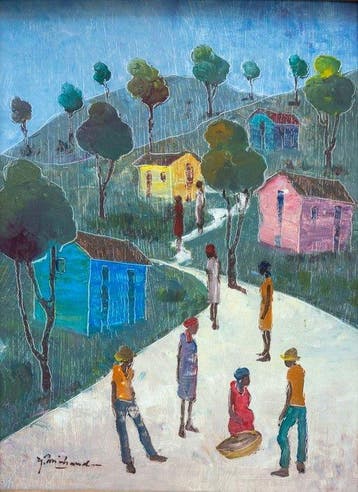 Yves Michaud (1950–2025) - Haitian Village Scene