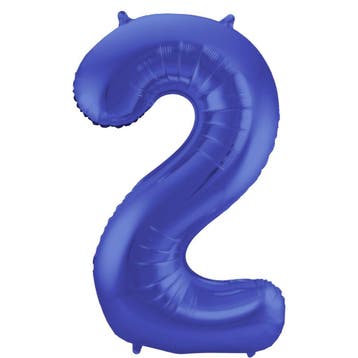 Folie Ballon cijfer 2 Metallic Blauw 86 cm, Verzenden, Nieuw, Feestartikel, Verjaardag