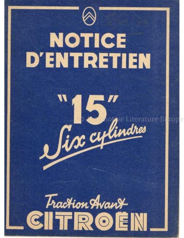 1946 CITROËN TRACTION AVANT INSTRUCTIEBOEKJE FRANS, Auto diversen
