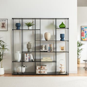 Boekenkast Rælingen open kast 180x180x32,5 cm zwart [en.casa, Huis en Inrichting, Kasten | Boekenkasten, Verzenden, Nieuw