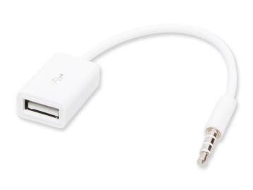 Mini Jack 3,5mm naar USB Female - 15 cm - Wit, Muziek en Instrumenten, Kabels en Stekkers, Ophalen of Verzenden, Nieuw
