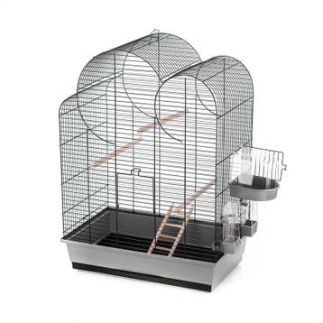 Vogelkooi Duvo Eliza Grijs/Zwart – Parkietenkooi met Badh., Verzenden, Nieuw, Overige materialen, Vogelkooi