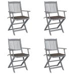 vidaXL Tuinstoelen 4 st inklapbaar met kussens massief, Verzenden, Nieuw, Hout