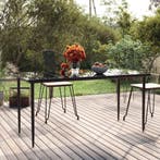 vidaXL Tuintafel 160x80x74 cm staal en gehard glas zwart, Tuin en Terras, Tuintafels, Verzenden, Nieuw, Metaal