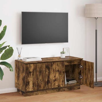 vidaXL TV-kast 100 x 38 x 49 cm Gerookt eiken Bewerkt hout, Minder dan 50 cm, Verzenden, Nieuw, Minder dan 100 cm