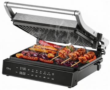 Olvy Contactgrill XL - Uitneembare PFAS-vrije platen - 180º, Verzenden, Zo goed als nieuw