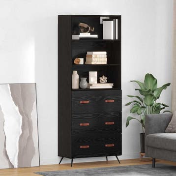 vidaXL buffetkast Zwart eiken 69,5 x 34 x 180 cm Bewerkt, Minder dan 50 cm, Verzenden, Nieuw, Minder dan 100 cm