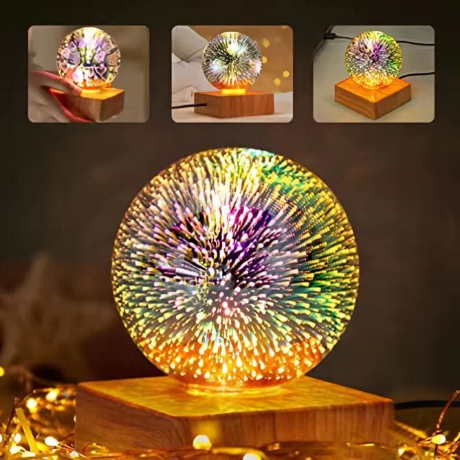 3D Vuurwerk Tafellamp – Romantische Sfeerlamp, Huis en Inrichting, Lampen | Overige, Nieuw, Verzenden
