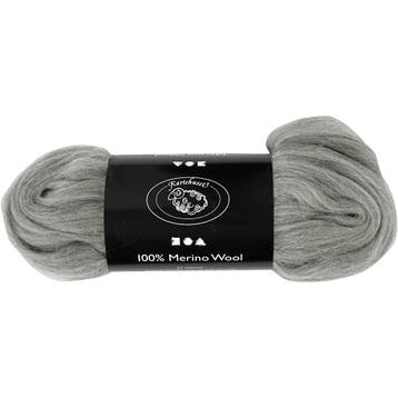 Merino Wol, dikte 21 my, grijs, 100 gr/ 1 doos, Nieuw