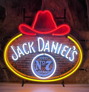 Jack Daniels Neon Verlichting Met Achterplaat - 70 x 64 cm, Ophalen, Gebruikt
