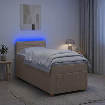 vidaXL Boxspringbed met matras Crèmekleurig 90 x 200 cm Stof, Verzenden, Nieuw, Eenpersoons, Crème