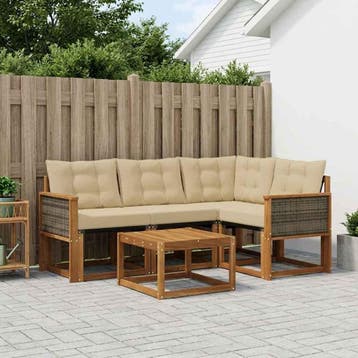 vidaXL Buiten bankenset 5 st Natuurlijk en Beige, Verzenden, Nieuw