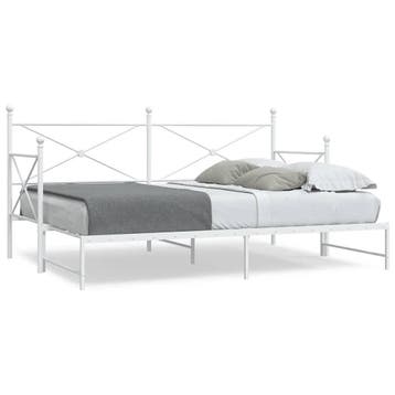 vidaXL Slaapbank met onderschuifbed zonder matras 90x200 cm, 90 cm, Eenpersoons, Verzenden, Wit