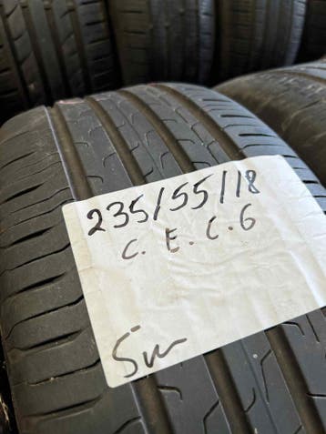 2 x Continental EcoContact 6 235-55-18 Zomerbanden 5mm, 18 inch, Gebruikt, Ophalen of Verzenden, 235 mm