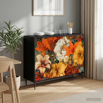 vidaXL Dressoir GENNEP Zwart eiken 102 x 33 x 76 cm Bewerkt, Huis en Inrichting, Verzenden, Nieuw, Overige houtsoorten, Minder dan 50 cm