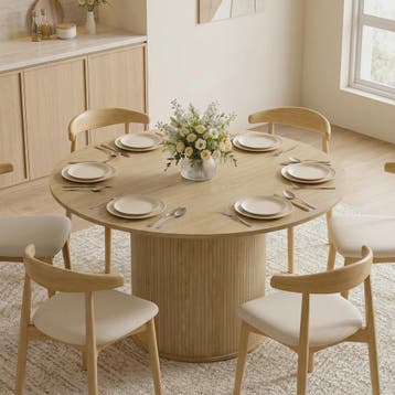 Ronde Eettafel voor 4-6 Personen, Ø 120 cm, Natuurlijk Hout, Verzenden, Nieuw