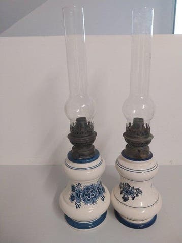 Petroleumlamp (2) - Keramiek, Metaal, Glas