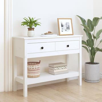 vidaXL Wandtafel 100x35x75 cm massief grenenhout wit, Verzenden, Nieuw, 60 cm of meer