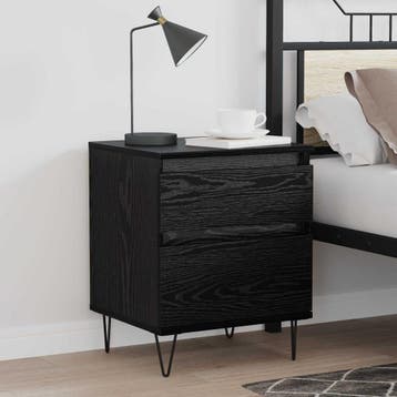vidaXL Bed kast Zwart Eiken 40 x 35 x 50 cm Bewerkt hout, Minder dan 45 cm, Verzenden, Nieuw, Minder dan 55 cm