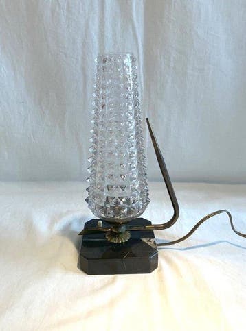 Tafellamp - Glas, Messing, Marmer