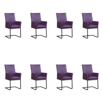 Set van 8 Leren eetkamerstoelen Ruler - Toledo Aubergine, Huis en Inrichting, Stoelen, Ophalen of Verzenden, Nieuw, Leer