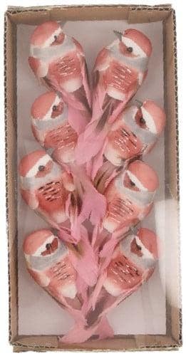 Vogeltjes op clip Roze 8x3,5x3,5 cm 8 stuks, Ophalen of Verzenden, Nieuw