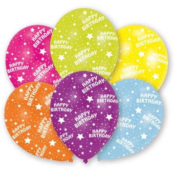 Happy Birthday Ballonnen Kleurenmix - 6 Stuks, Ophalen of Verzenden, Nieuw