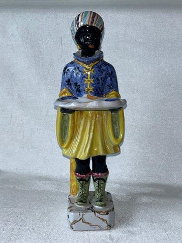 italiaanse makelij - Beeld, Majolica beeld van een Moor -, Antiek en Kunst