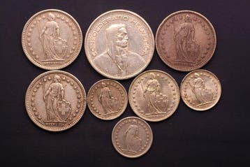 Zwitserland. Lot 8 Monete Silver Szvicera 5- 2 - 1 - 1/2, Postzegels en Munten, Munten | Europa | Niet-Euromunten