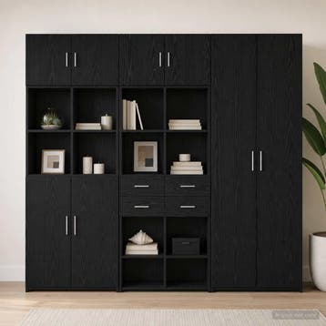vidaXL Opbergkast met Planken Zwart eiken 70 x 42,5 x 225 cm, Huis en Inrichting, Minder dan 50 cm, Nieuw, Overige houtsoorten