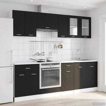 vidaXL Keuken Eenheid Lyon 8 st Zwart eiken Bewerkt hout, Verzenden, Nieuw, Zwart
