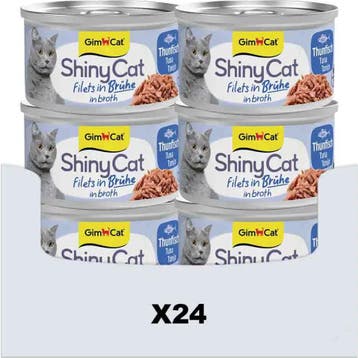 24x GimCat Kattenvoer Nat ShinyCat Filets in Bouillon Ton..., Verzenden, Kat