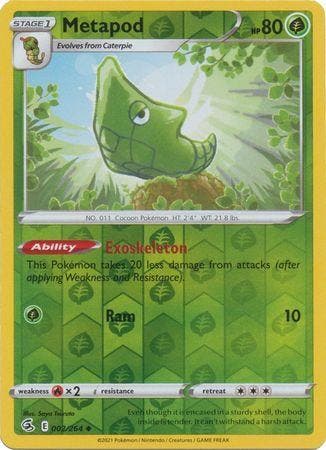 Metapod 002/264 reverse holo (Fusion Strike), Ophalen of Verzenden, Nieuw, Losse kaart, Foil